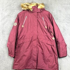 Legendary Whitetails Women's Maroon Ski Parka with Faux Fur Hood